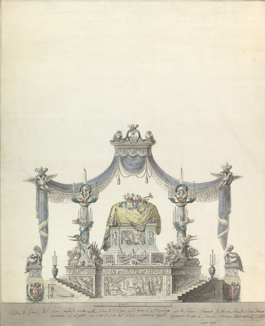 Katafalk der Kaiserin Katharina der Großen von Russland (Seitenansicht) von Vincenzo Brenna