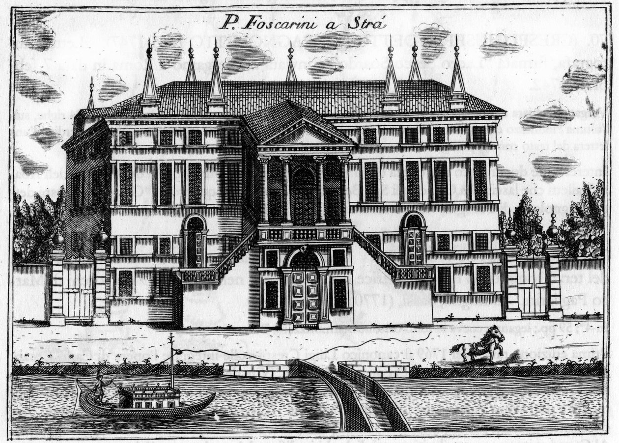 Der Palazzo Foscarini in Stra bei Venedig in „Singolarita di Venezia“ von Vincenzo Coronelli von Vincenzo Maria Coronelli