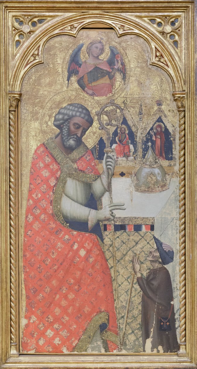 Der heilige Petrus segnet einen Pilger, um 1350 von Vitale da Bologna
