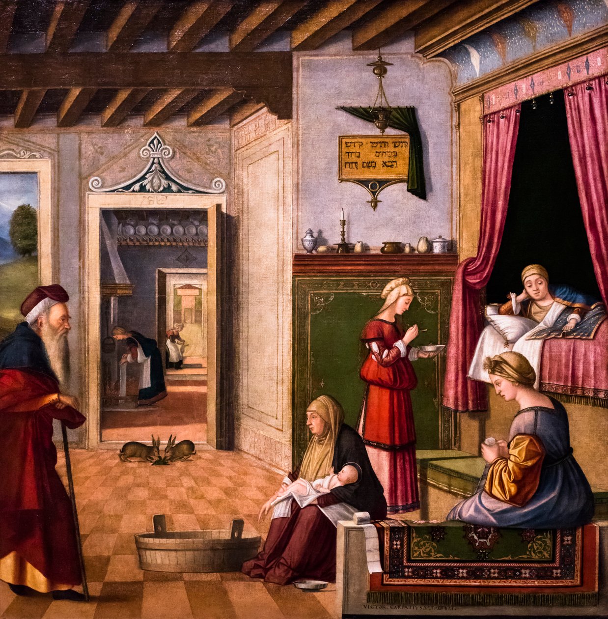 Die Geburt der Jungfrau, Zyklus der Scuola degli Albanesi von Vittore Carpaccio