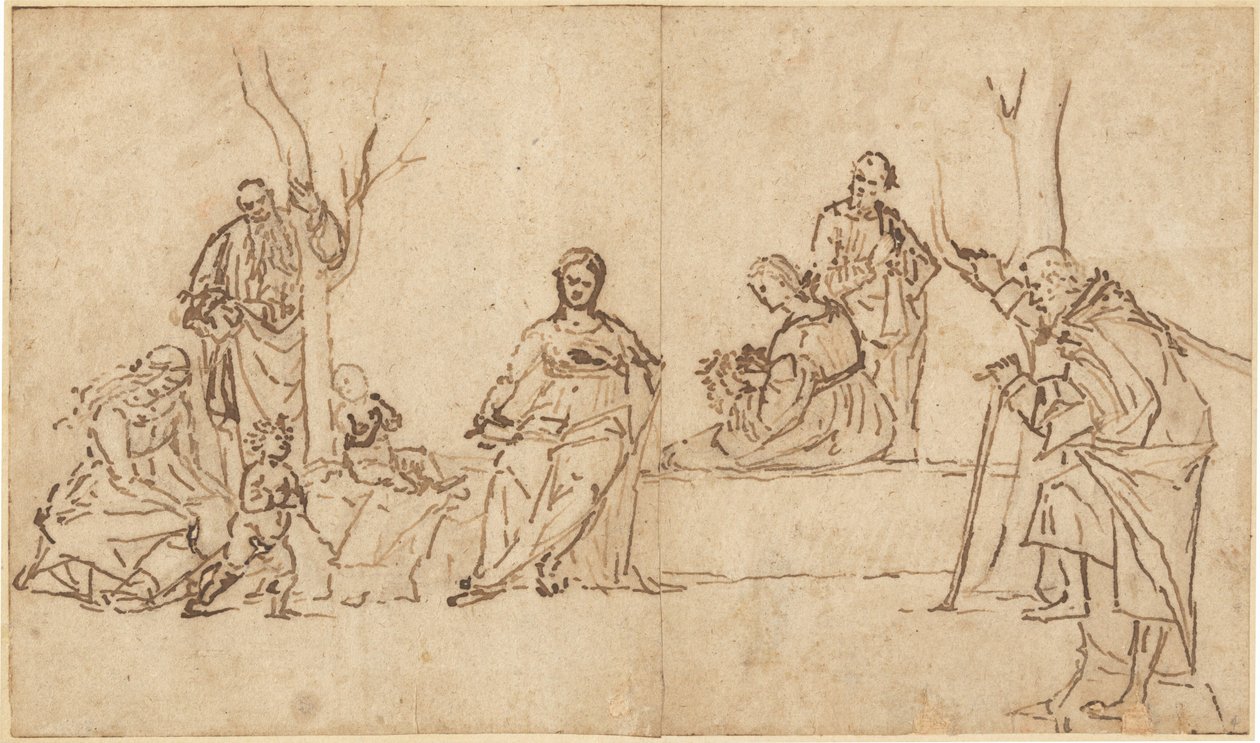 Die Madonna und das Kind mit Heiligen in einer Landschaft (Sacra Conversazione) von Vittore Carpaccio