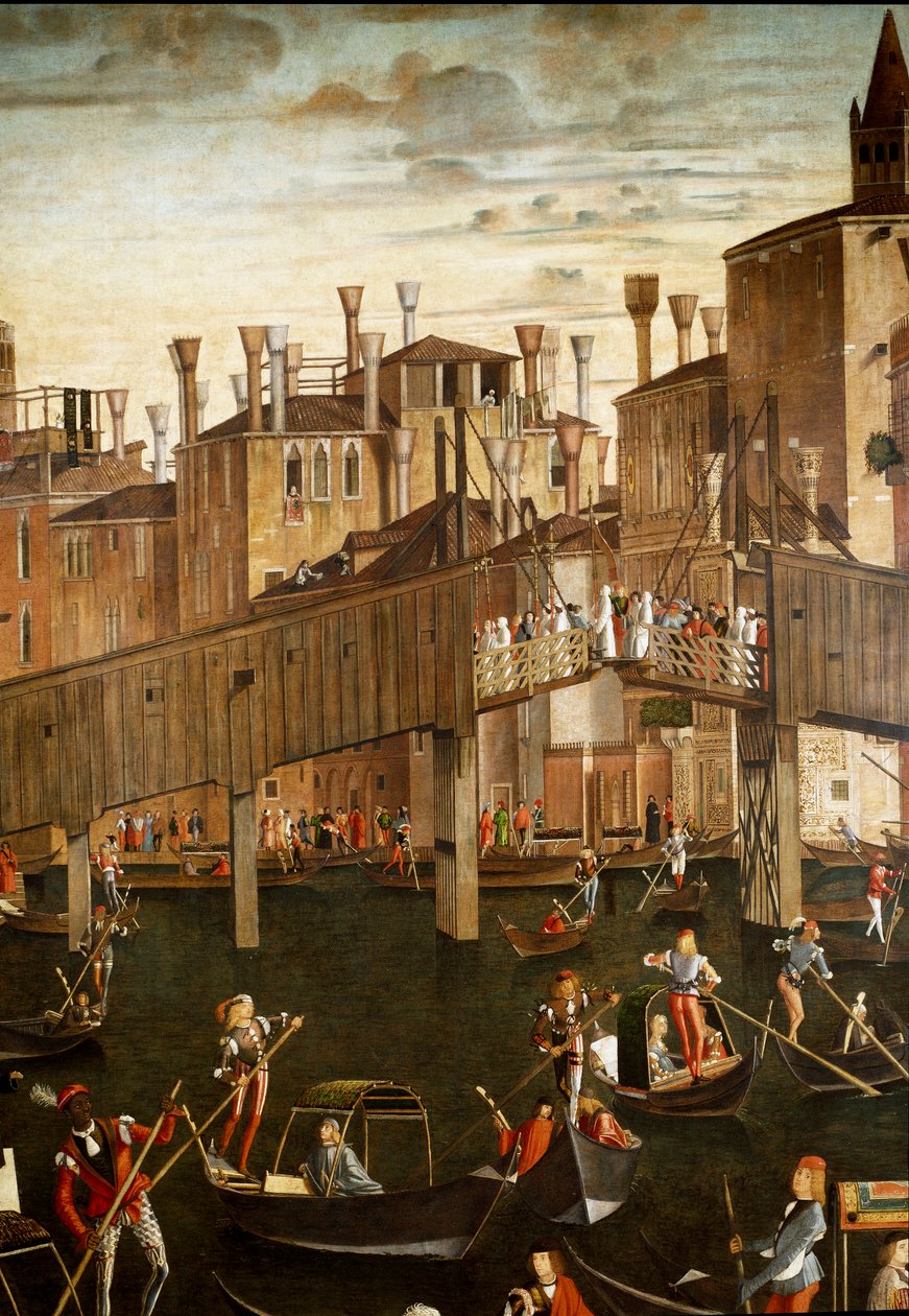 Das Wunder der Reliquie des Heiligen Kreuzes an der Rialtobrücke in Venedig (Detail). Gemälde von Vittore Carpaccio (1460-1525) von Vittore Carpaccio