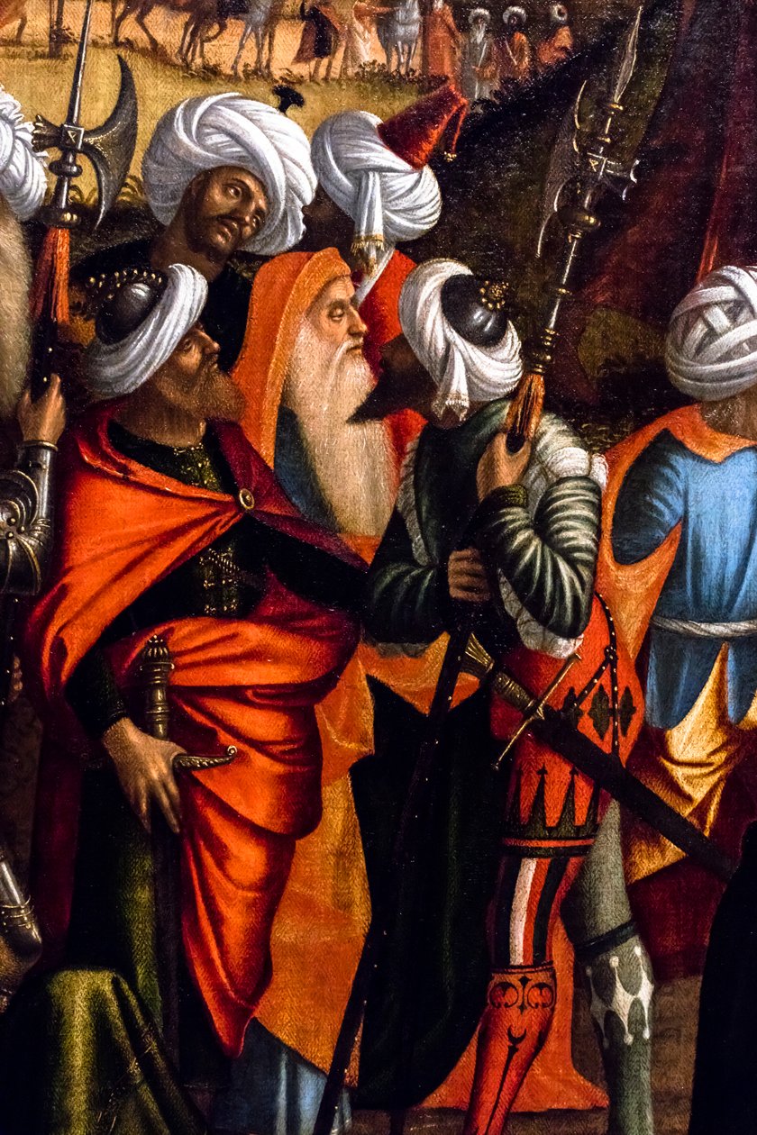 Die Steinigung des heiligen Stephanus, Zyklus des heiligen Stephanus (Detail) von Vittore Carpaccio