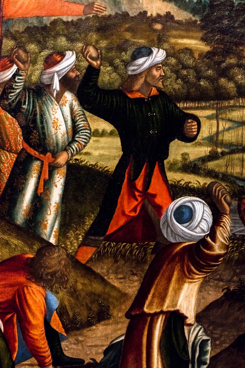 Die Steinigung des heiligen Stephanus, Zyklus des heiligen Stephanus (Detail) von Vittore Carpaccio