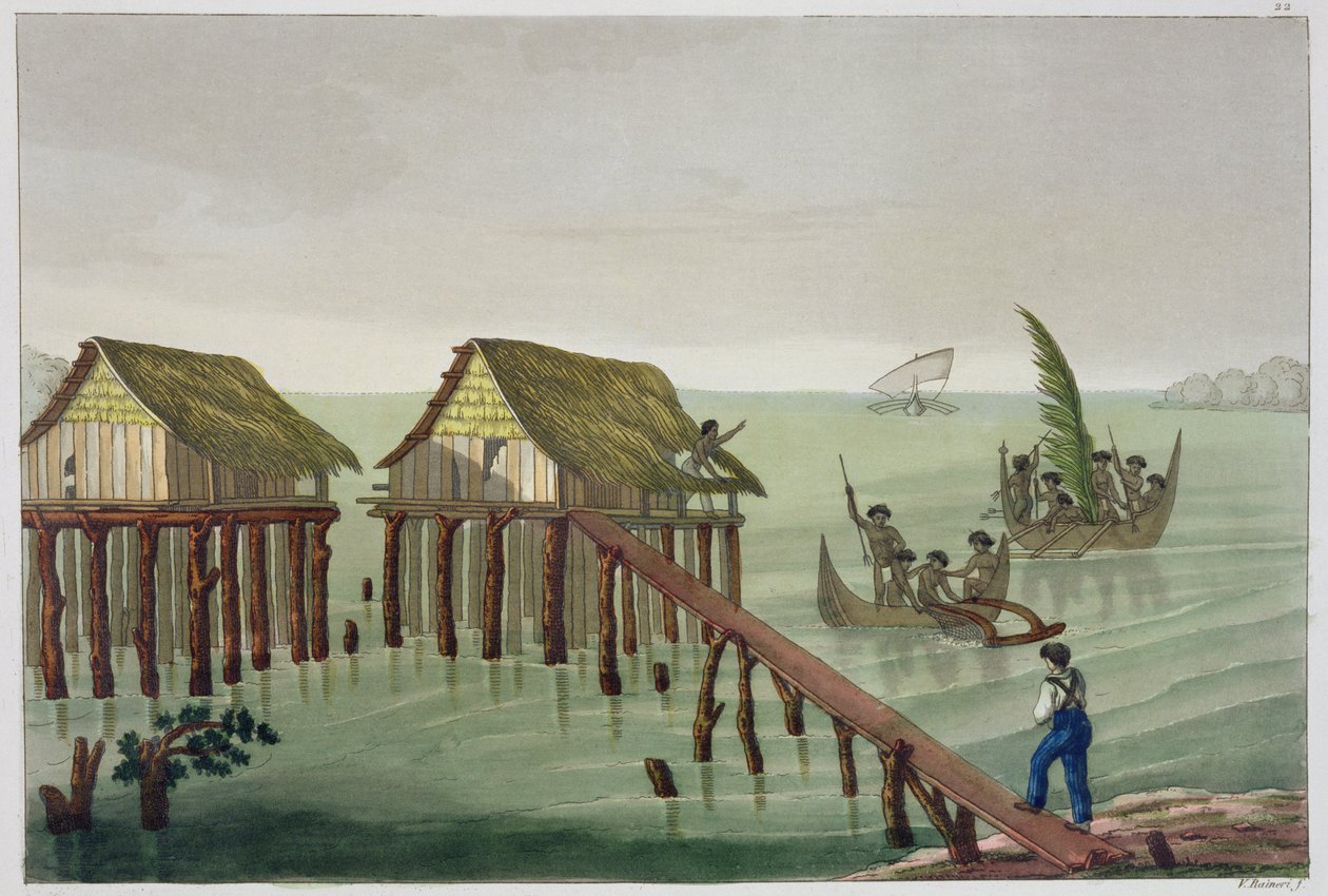 Behausungen des Papu-Stammes, Rawak, Tafel 22 aus 
