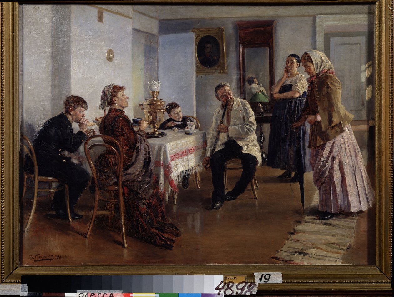 Die Anstellung eines Dienstmädchens von Vladimir Egorovic Makovsky