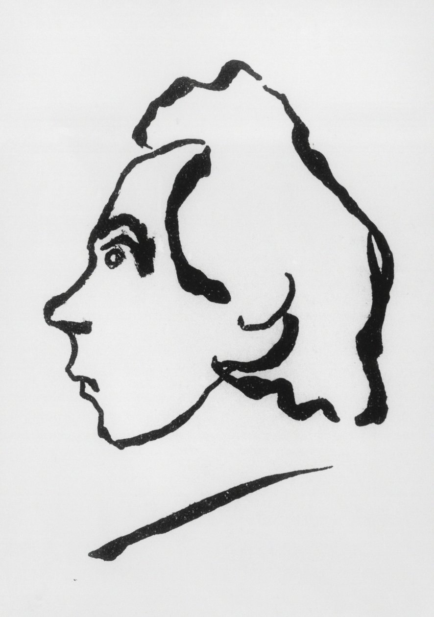 Porträt von Viktor Vladimirovich Khlebnikov, besser bekannt unter dem Pseudonym Velimir Khlebnikov (1885-1922) von Vladimir Vladimirovic Majakovskij
