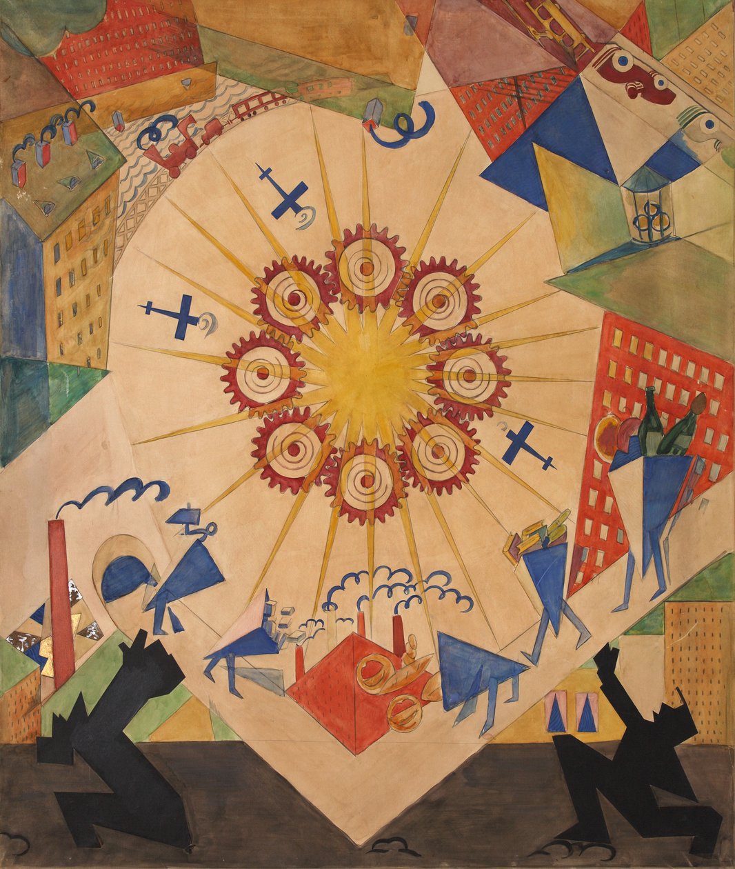 Gelobtes Land. Bühnenbild für das Theaterstück Mystery-Bouffe von Vladimir Mayakovsky, 1919 von Vladimir Vladimirovich Mayakovsky