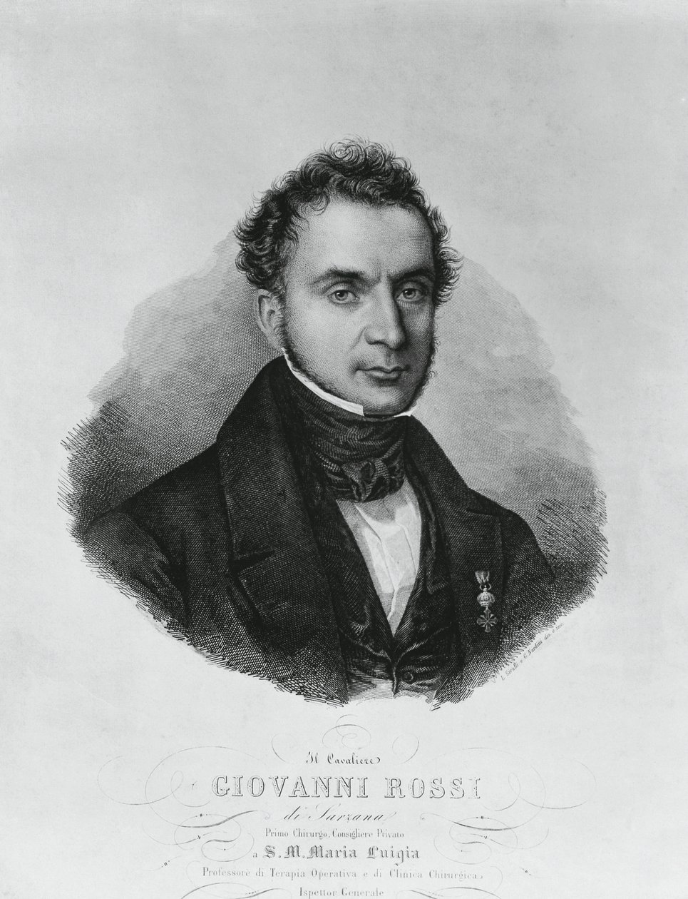 Porträt von Giovanni Rossi (19. Jahrhundert), italienischer Chirurg, Gravur nach einem Gemälde von Enrico Bandini (1807-1888) von John Ward Dunsmore