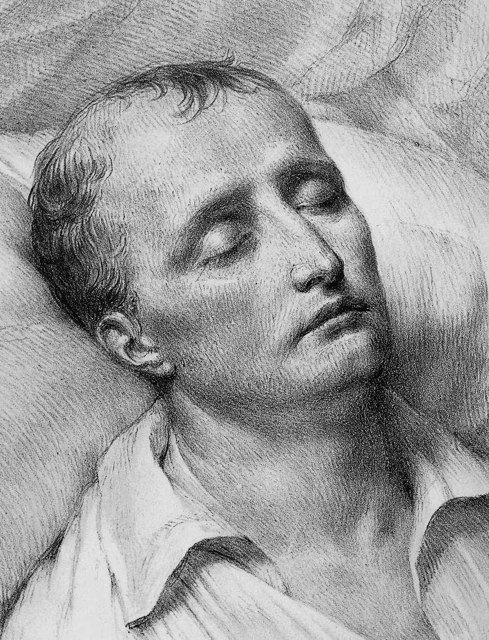 Porträt von Napoleon Bonaparte (1769-1821) auf seinem Sterbebett, Lithographie von John Ward Dunsmore