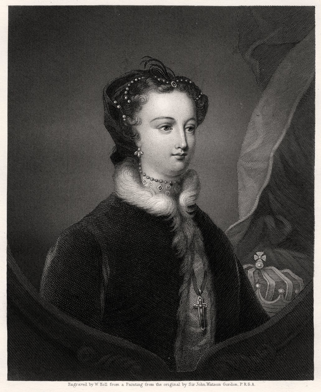 Maria Stuart, Königin der Schotten, 19. Jahrhundert von W. Holl