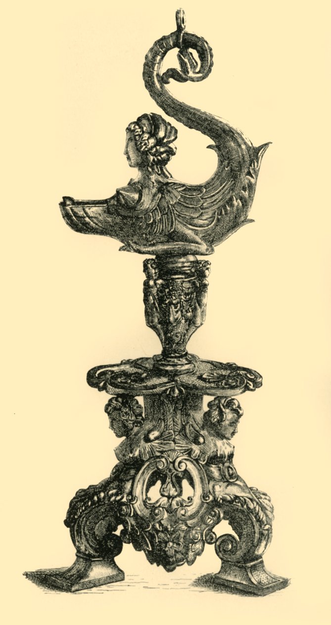 Lampe in Form eines sphinxartigen Meereswesens von W. W. McCarty