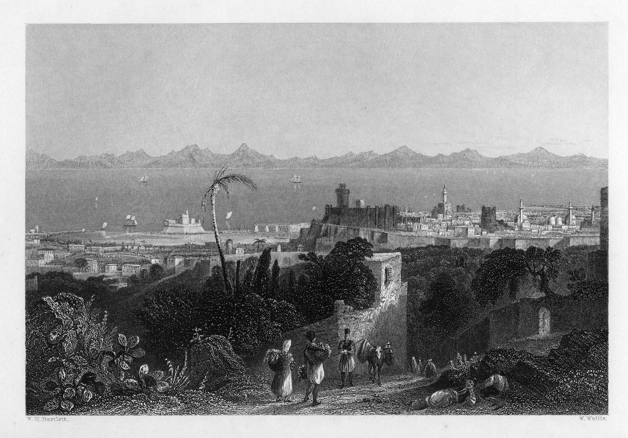 Rhodos, von den Höhen in der Nähe der Villa von Sir Sidney Smith, 1841 von W. Wallis