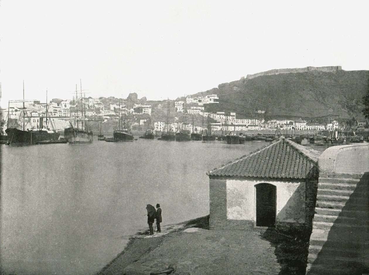 Die Stadt und der Hafen von Malaga, Spanien, 1895 von W and S Ltd