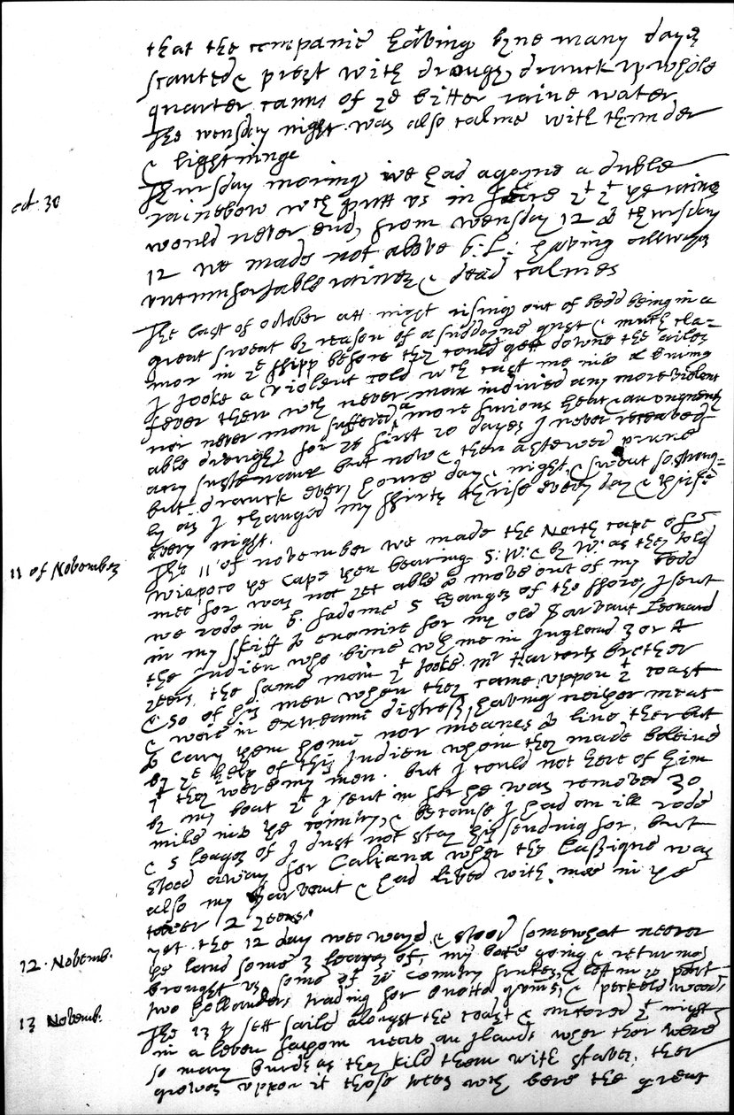 Auszug aus Raleighs Tagebuch seiner zweiten Reise nach Guiana, Einträge für den 29. und 30. Oktober sowie den 11., 12. und 13. November 1617 von Walter Raleigh