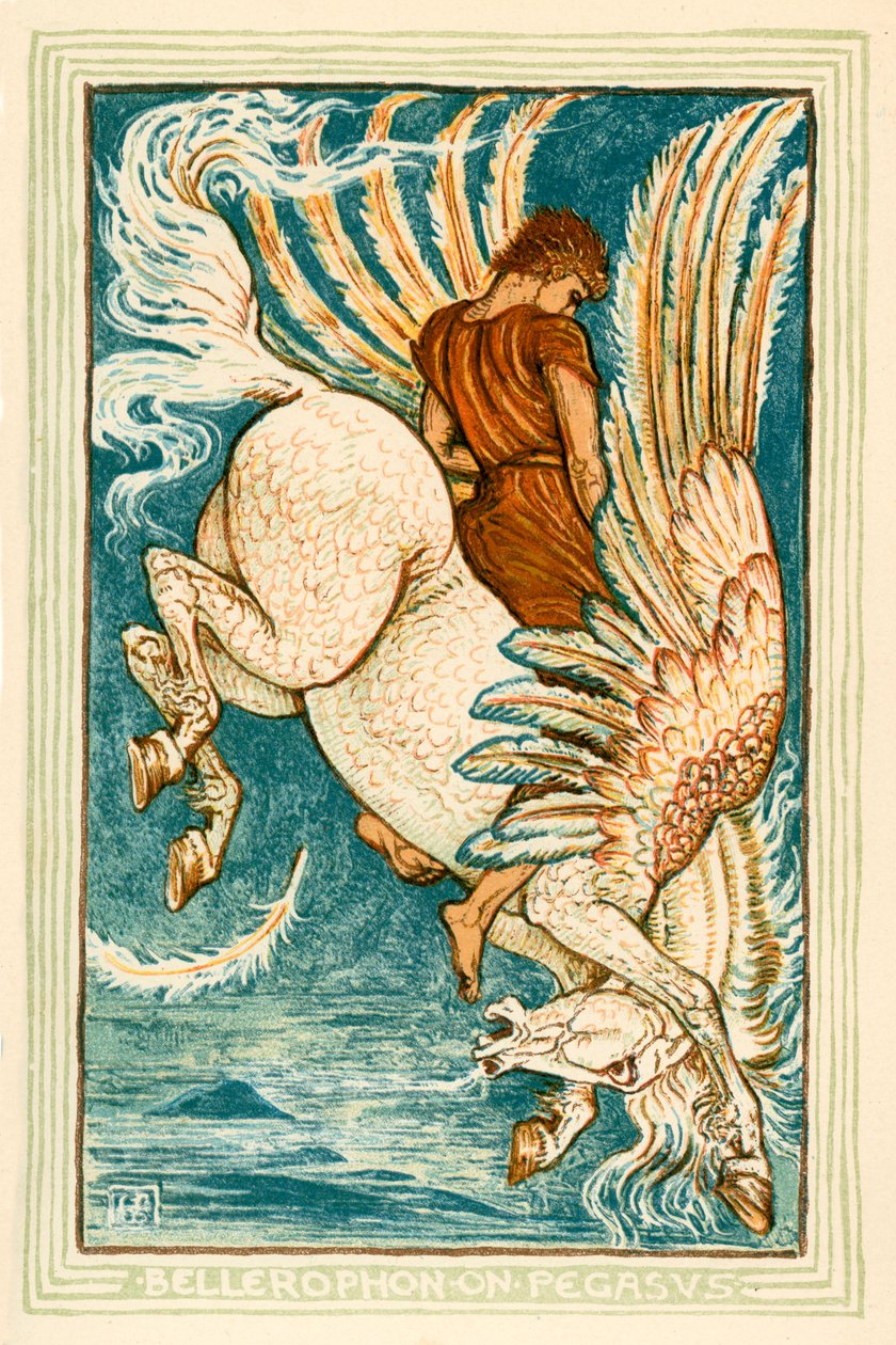 Bellerophon auf Pegasus von Walter (after) Crane