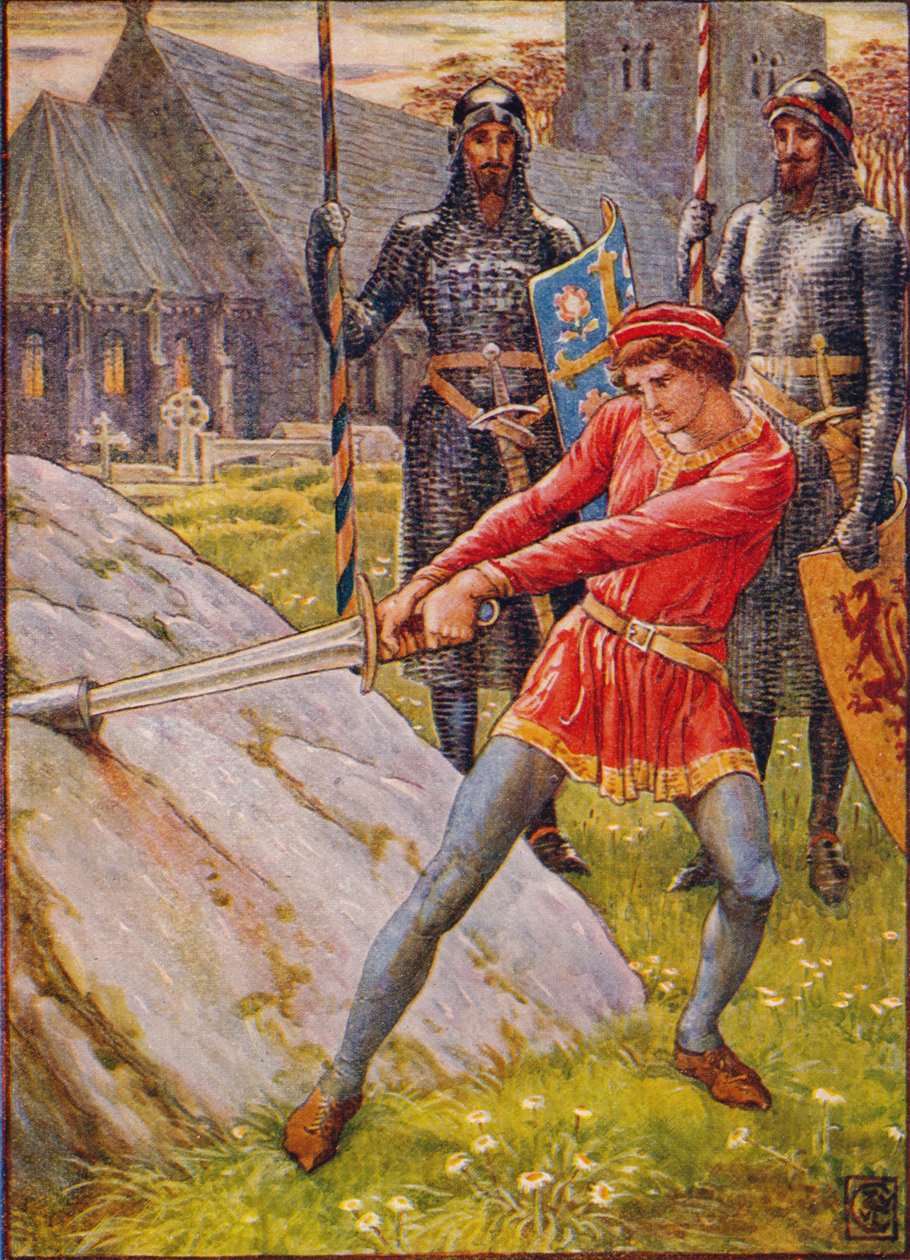 Arthur zieht das Schwert aus dem Stein, 1911 von Walter Crane