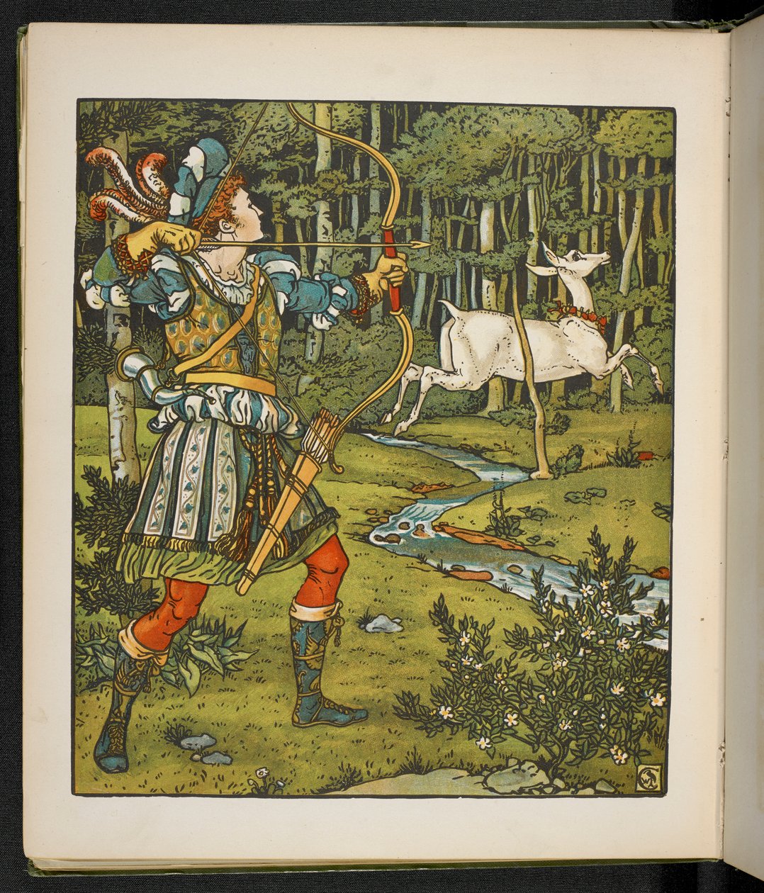 Illustration für die Geschichte, die Hirschkuh im Wald von Walter Crane