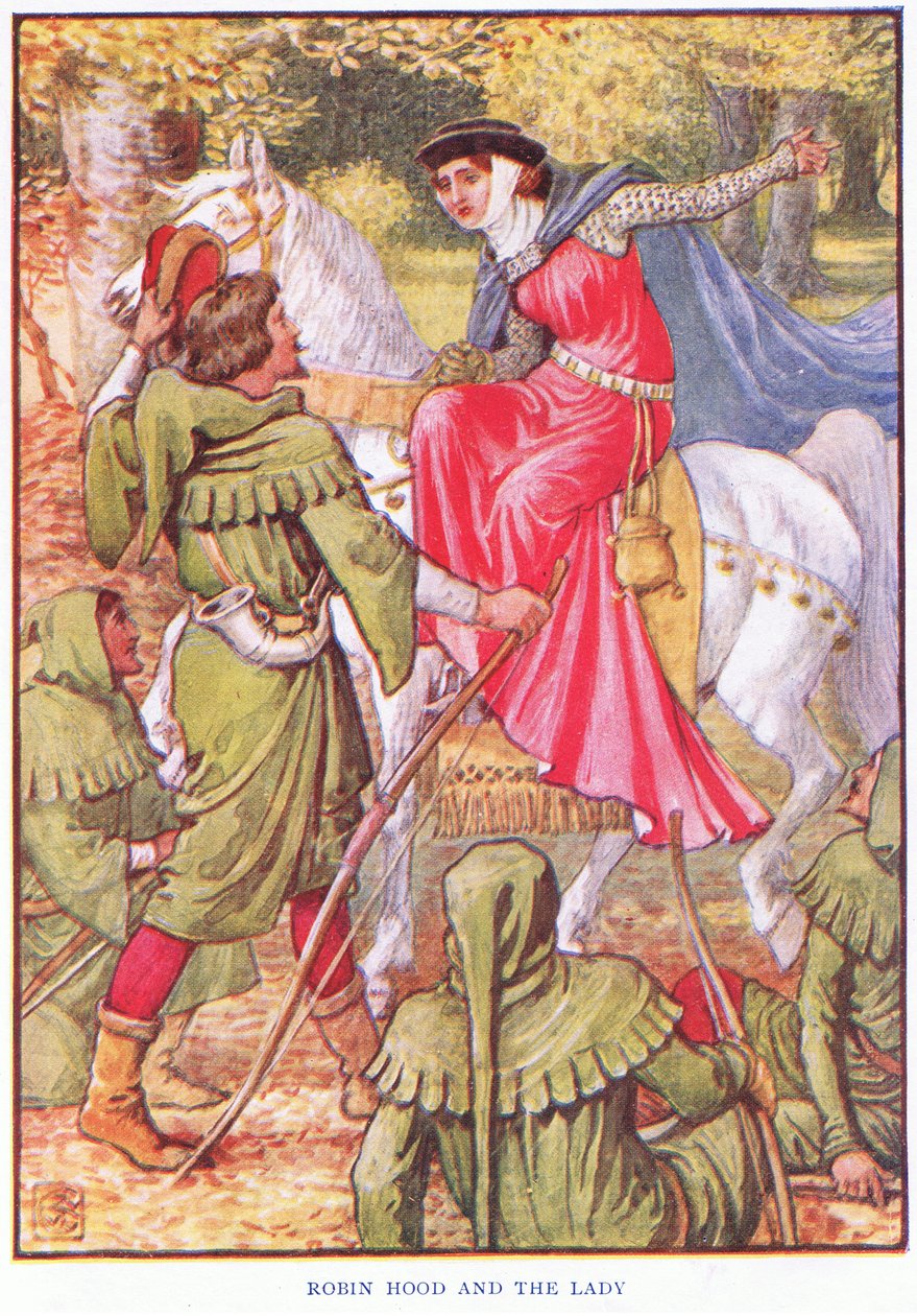 Robin Hood und die Dame, ca. 1920 von Walter Crane
