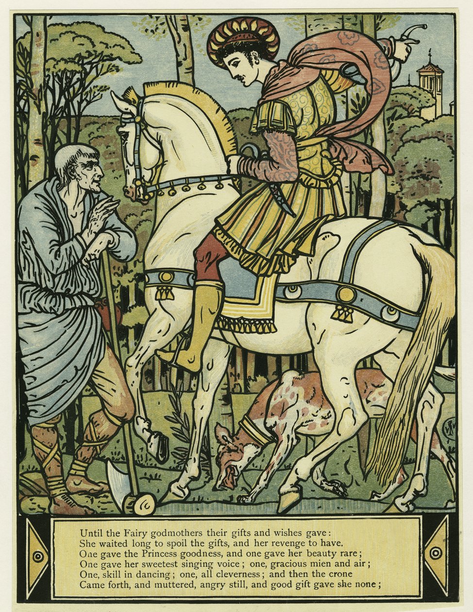 Der Prinz fragt nach dem Weg, aus dem Blue Beard Picture Book, veröffentlicht 1879 von Walter Crane