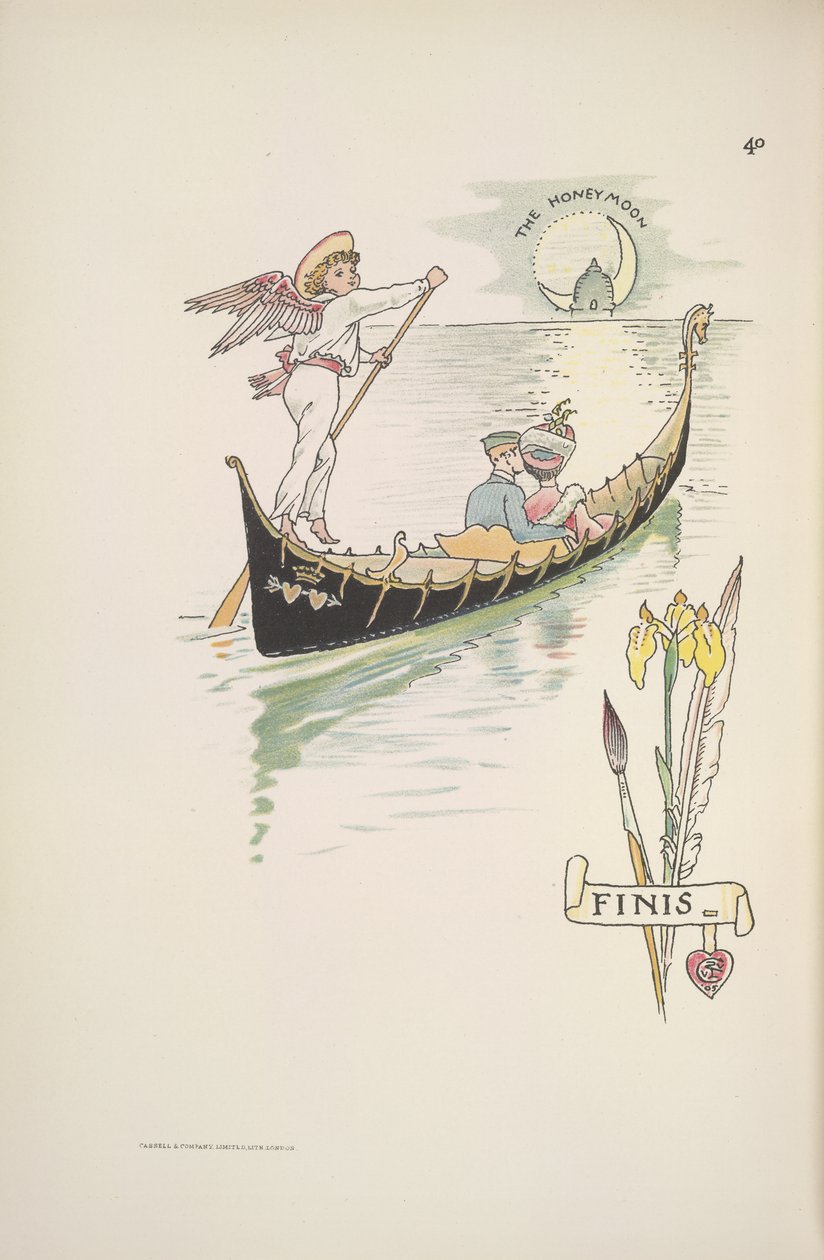 Die Hochzeitsreise. Das Paar in einer Gondel von Walter Crane
