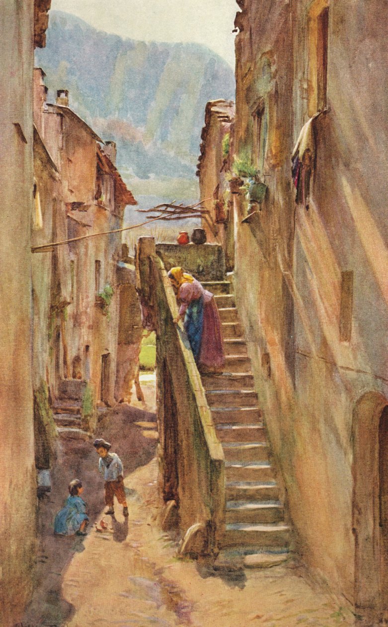 Vicolo del Ponte, Villa Nuova di Albenga, um 1910, 1912 von Walter Frederick Roofe Tyndale