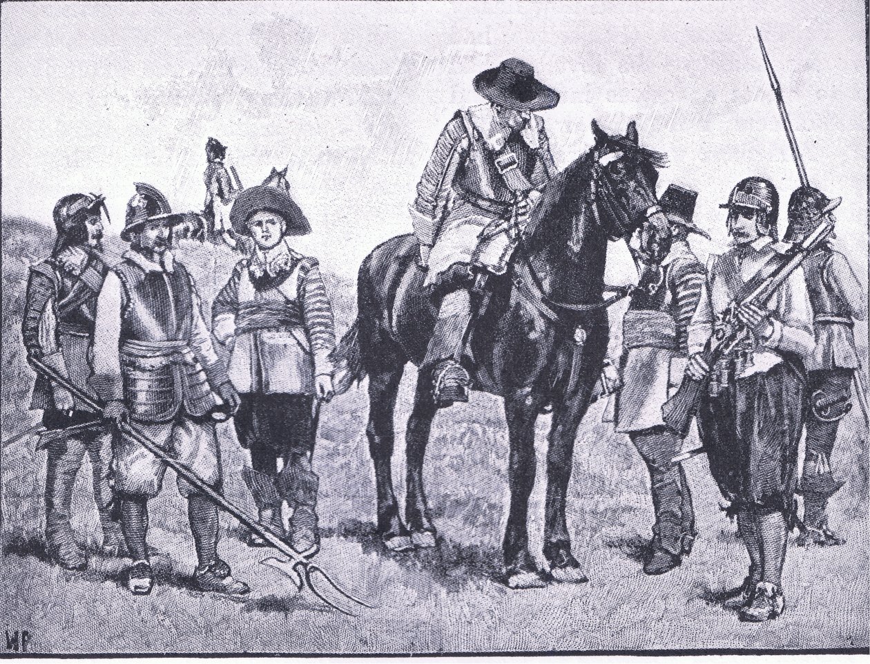 Typen von Cromwells Soldaten, Illustration aus The History of the British People, veröffentlicht von Waverley, ca. 1940 von Walter Paget