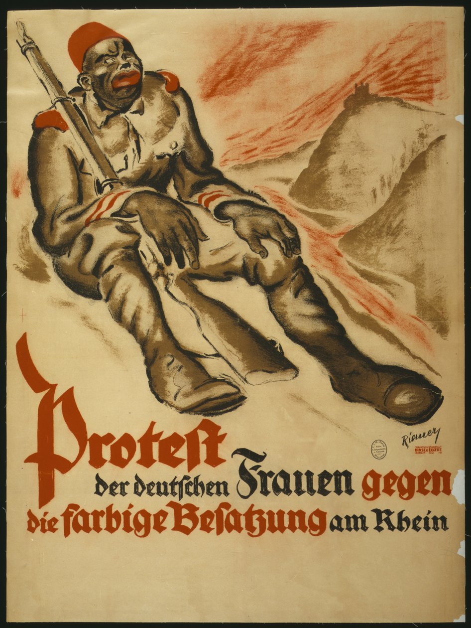 Deutsche Frauen protestieren gegen die farbige Besetzung des Rheins, 1920