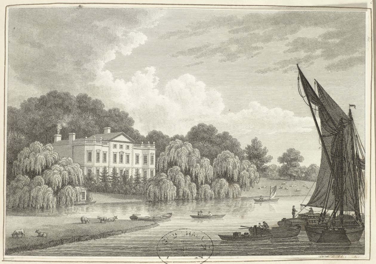 Landhaus mit See und Booten von Walter Williams