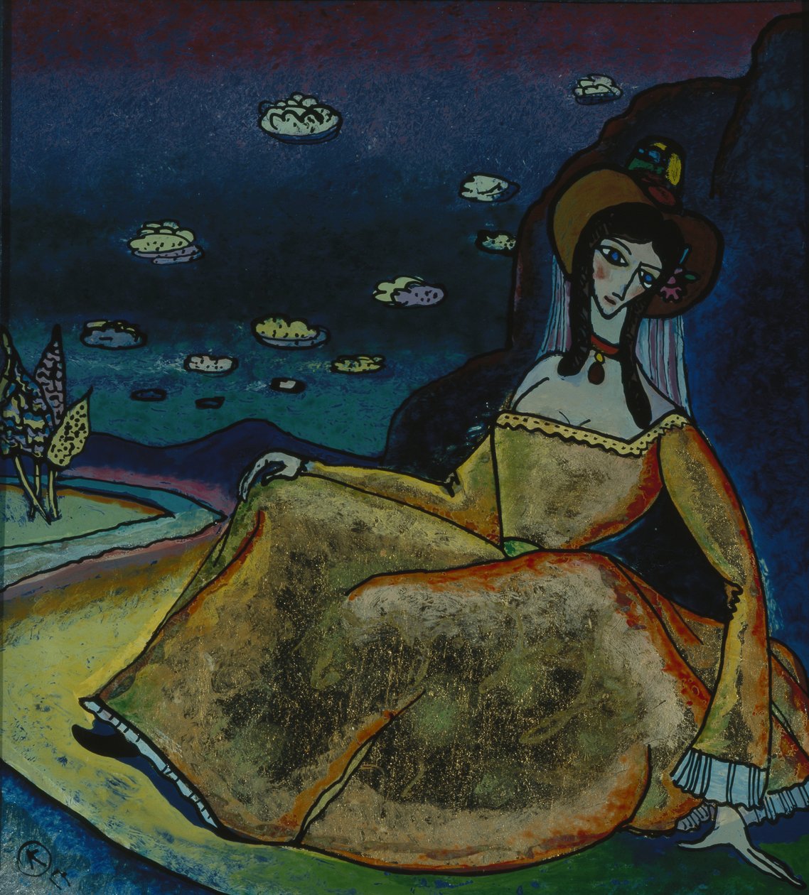 Dame im goldenen Kleid, 1917 von Wassily Kandinsky