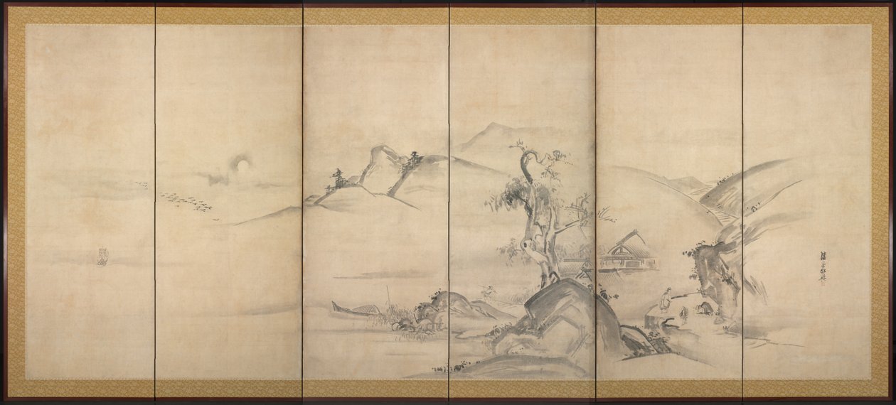 Acht Ansichten der Xiao- und Xiang-Flüsse, 1700er Jahre von Watanabe Shiko