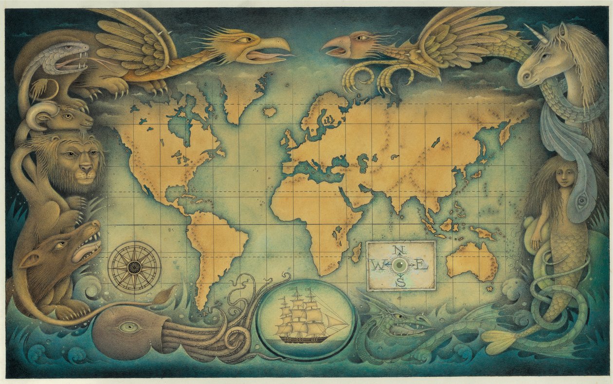 Die Weltkarte der Fantasiewesen von Wayne Anderson