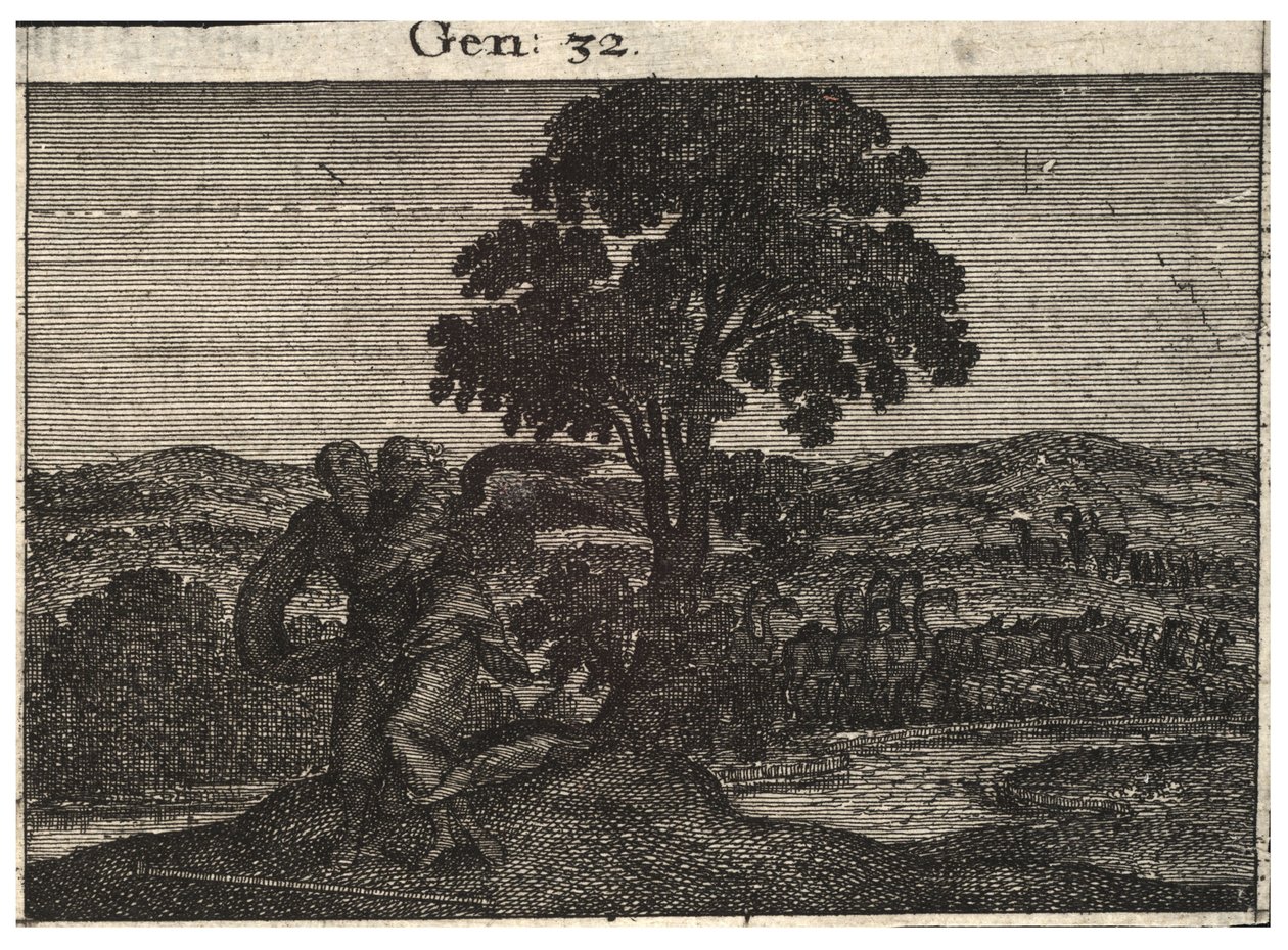 Jakob ringt mit dem Engel. Zustand 1 von Wenceslaus Hollar