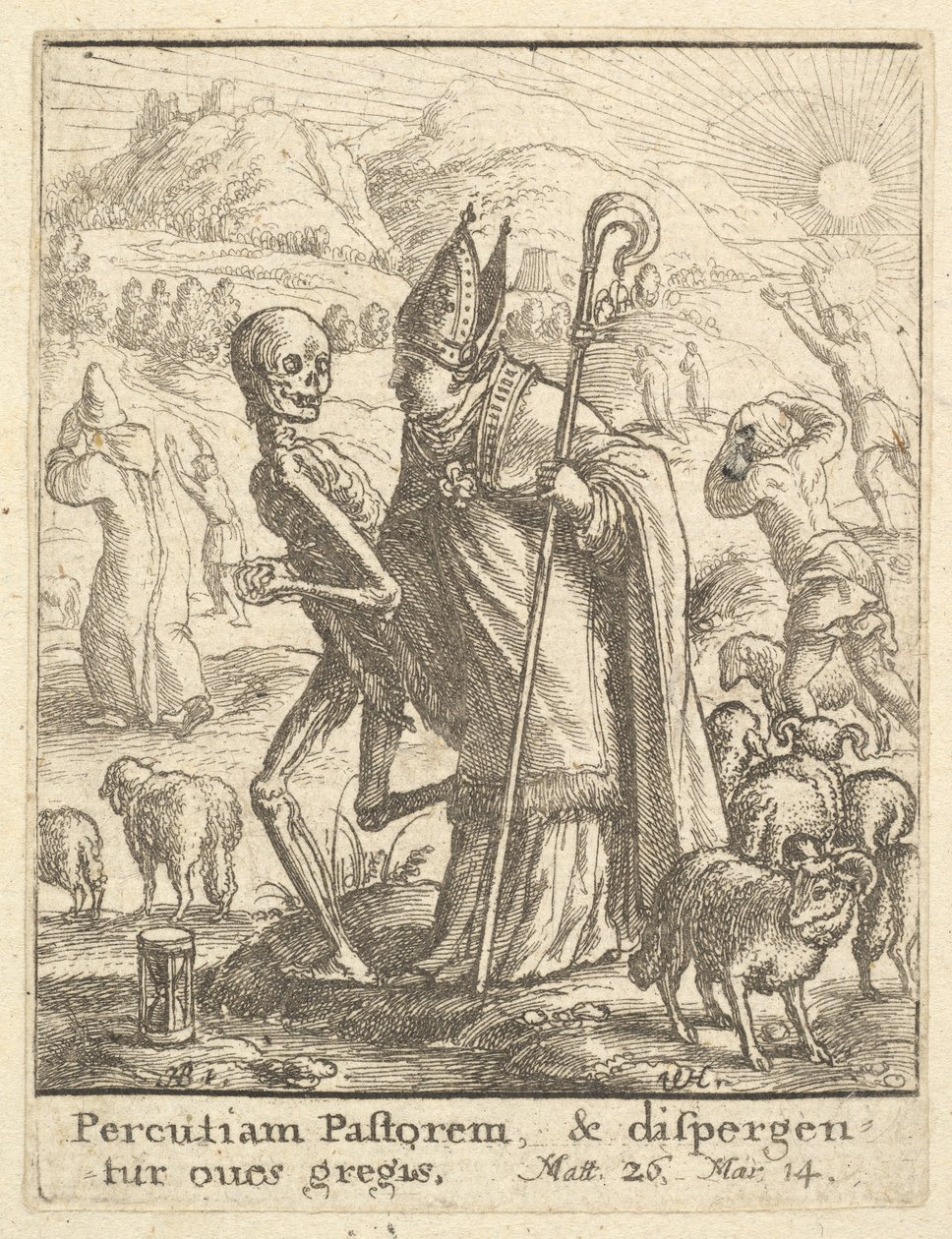 Bischof, aus dem Totentanz, 1651 von Wenceslaus Hollar
