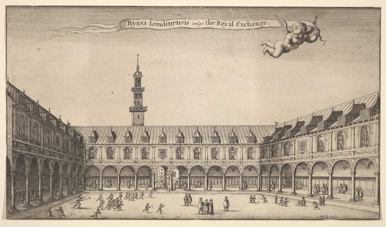 Byrsa Londinensis vulgo die Royal Exchange Royal Exchange, London, ca. 1647 von Wenceslaus Hollar