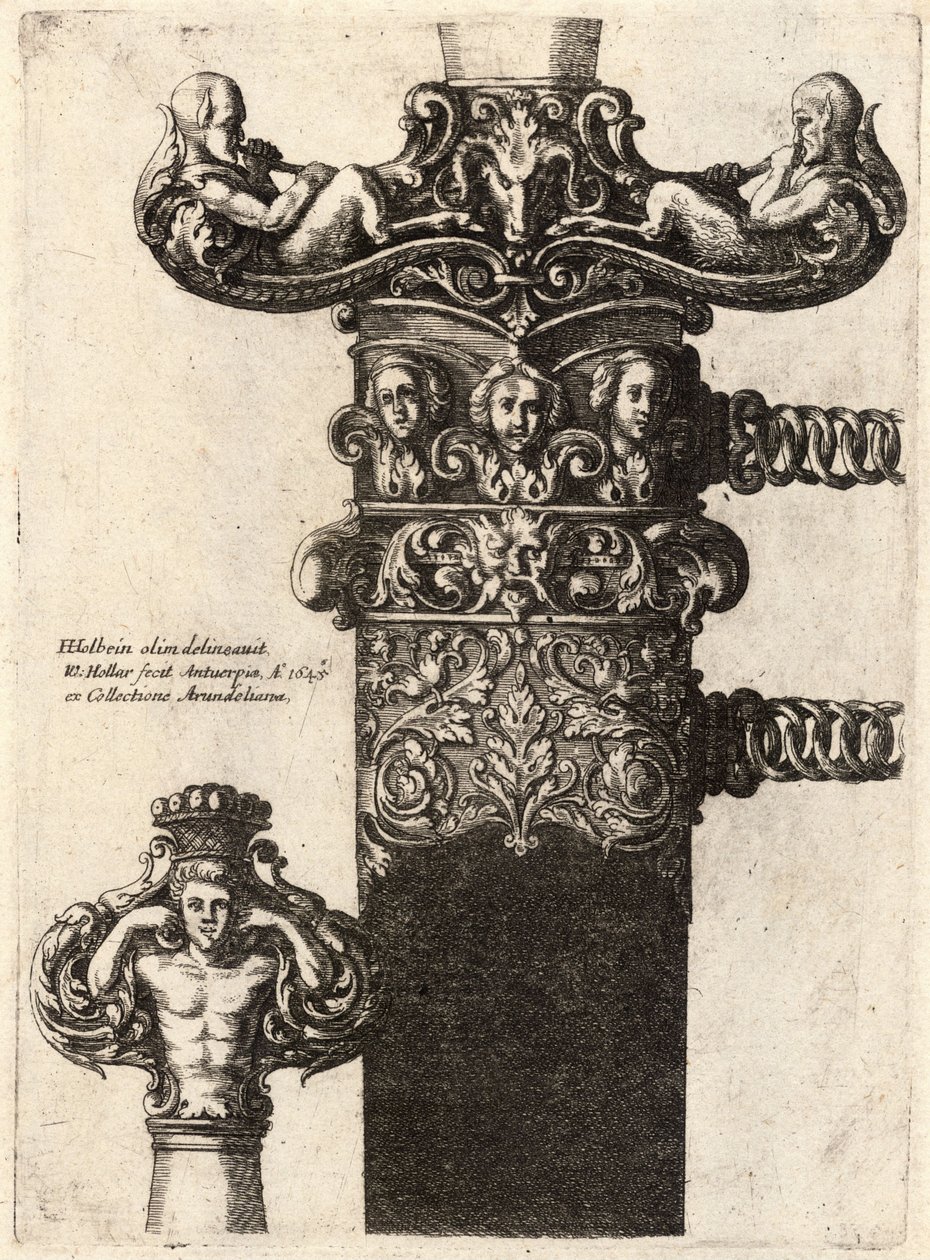 Dolch und Scheide, nach einer Zeichnung von Hans Holbein von Wenceslaus Hollar