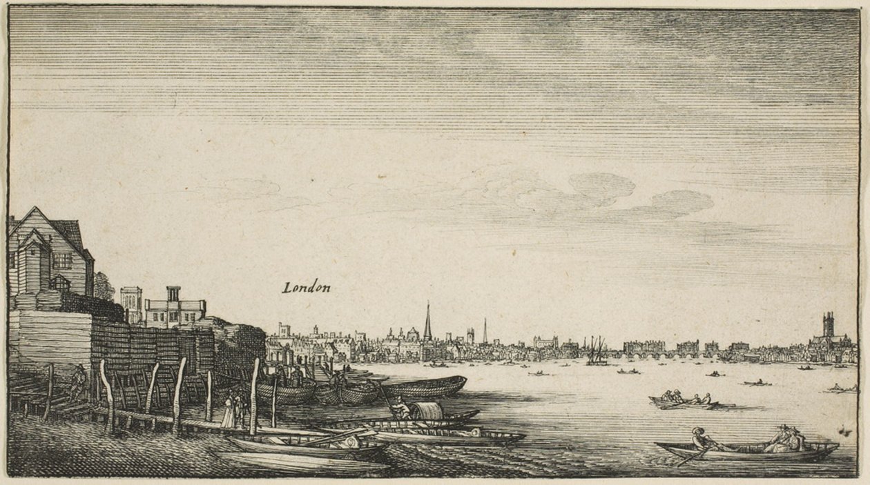 London vom Fluss Thames bei Milford Staris unterhalb des Arundel House gesehen von Wenceslaus Hollar