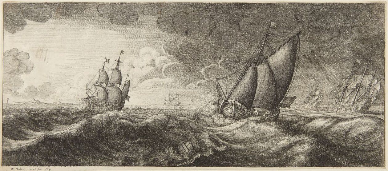 Marine im Sturm von Wenceslaus Hollar