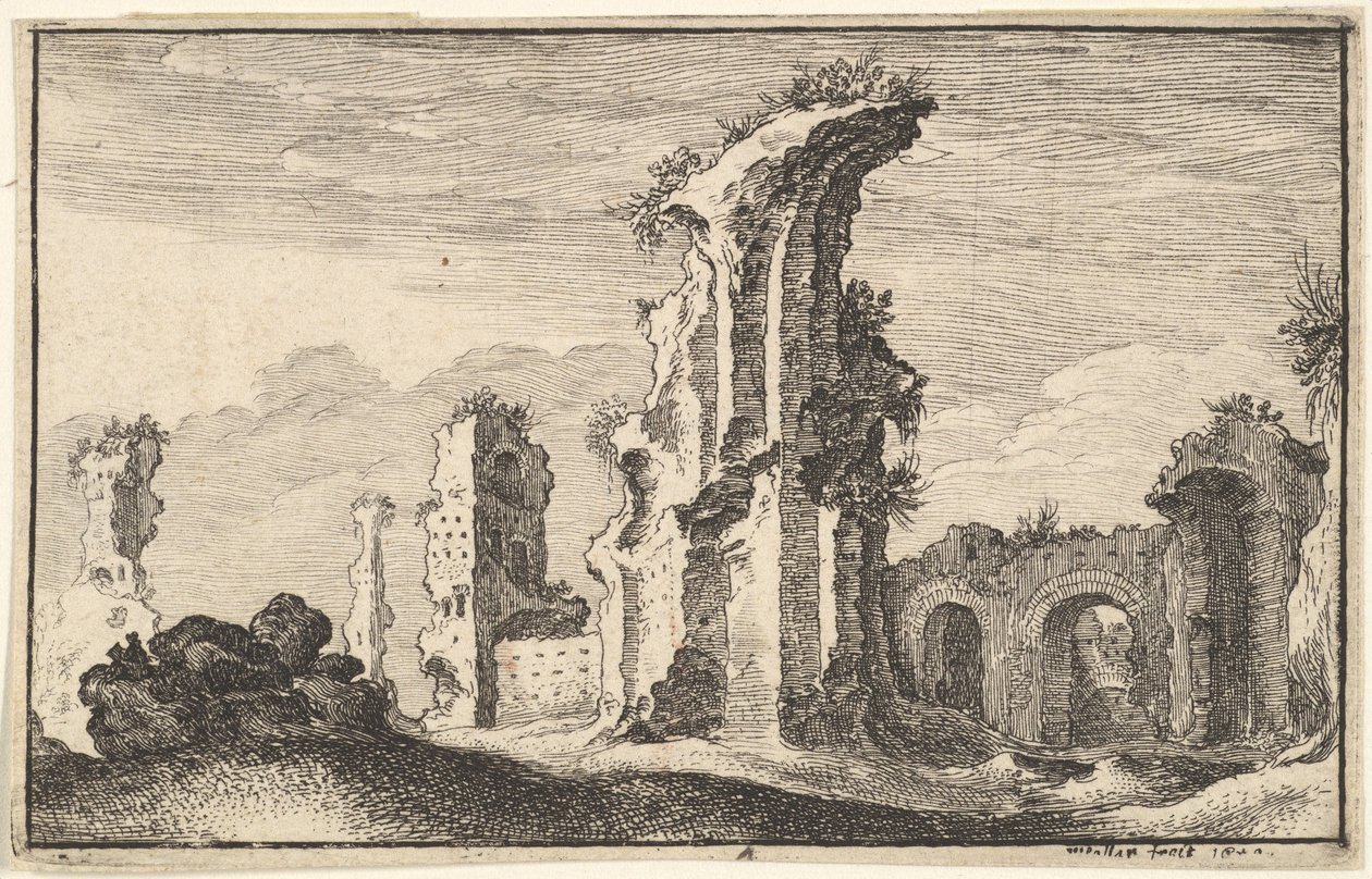 Ruinen von St. Croix de Jerusalem von Wenceslaus Hollar