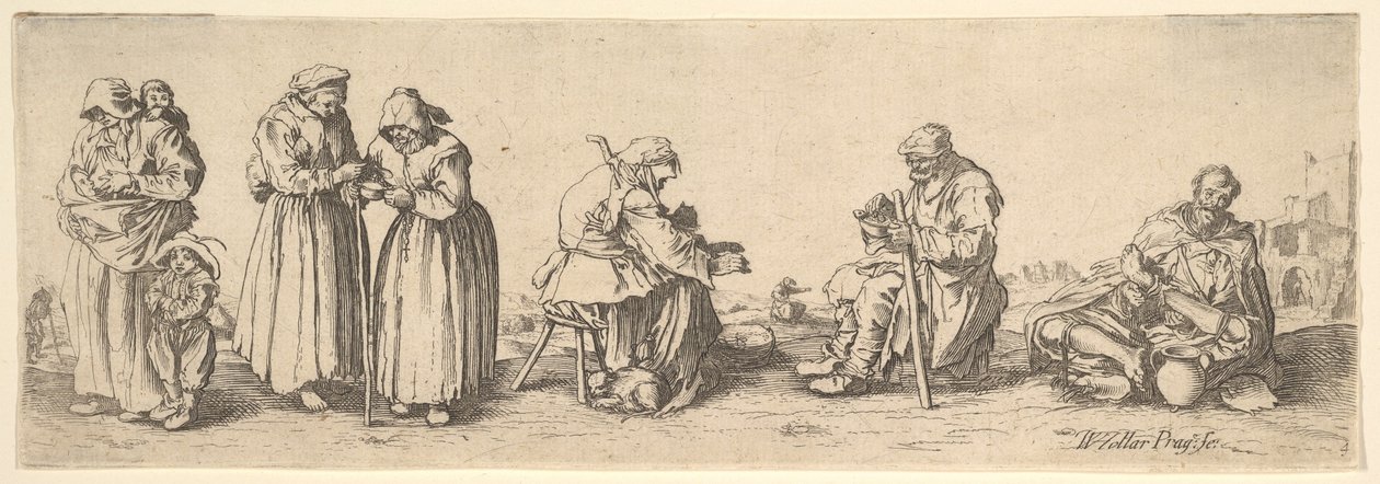 Sechs Männer und Frauen Bettler, 1630 von Wenceslaus Hollar