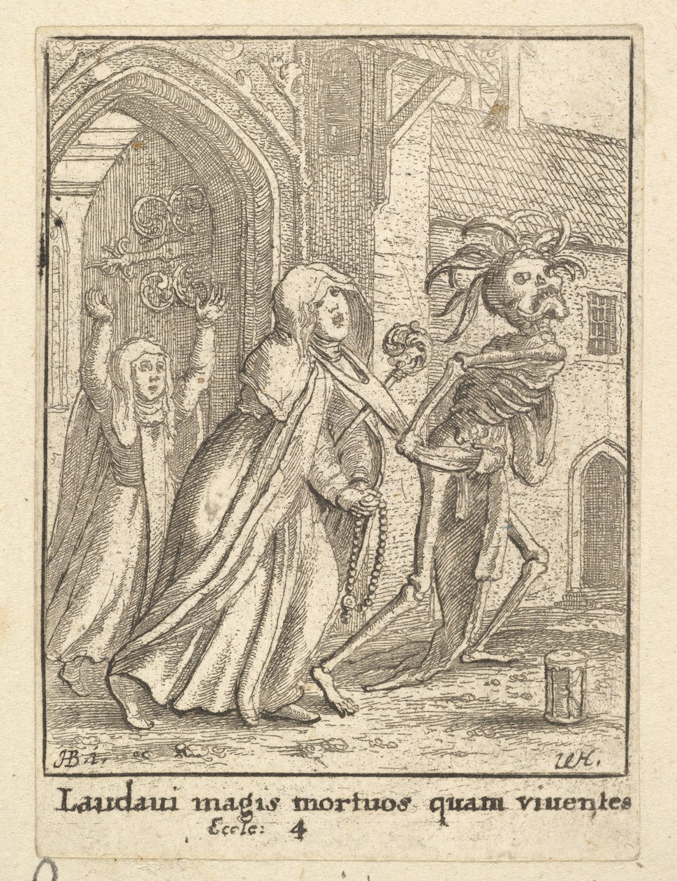Die Äbtissin, aus dem Totentanz (1651) von Wenceslaus Hollar