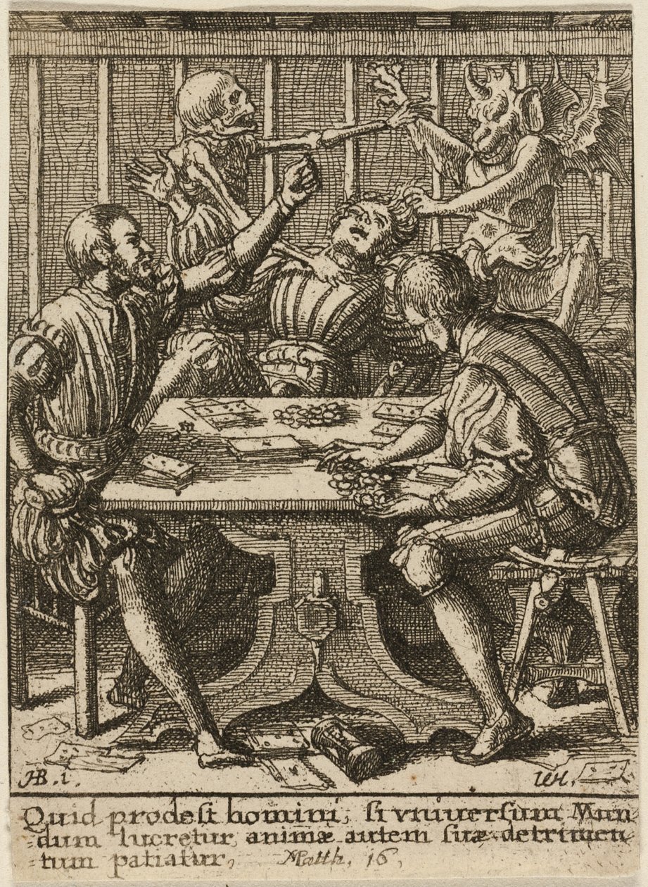 Die Spieler und der Tod, aus Der Totentanz von Wenceslaus Hollar