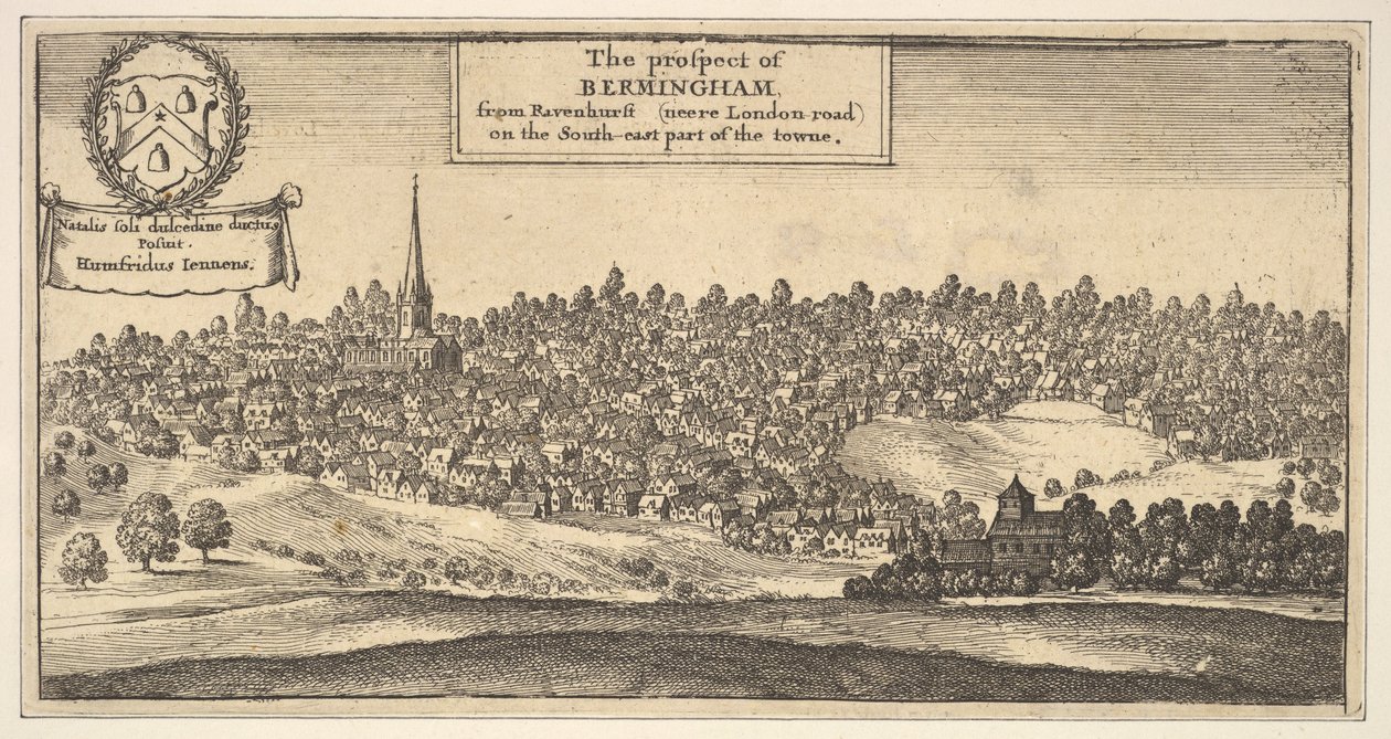 Die Aussicht auf Bermingham, von Ravenshurst nahe der Londoner Straße im Südosten..., 1625-77 von Wenceslaus Hollar