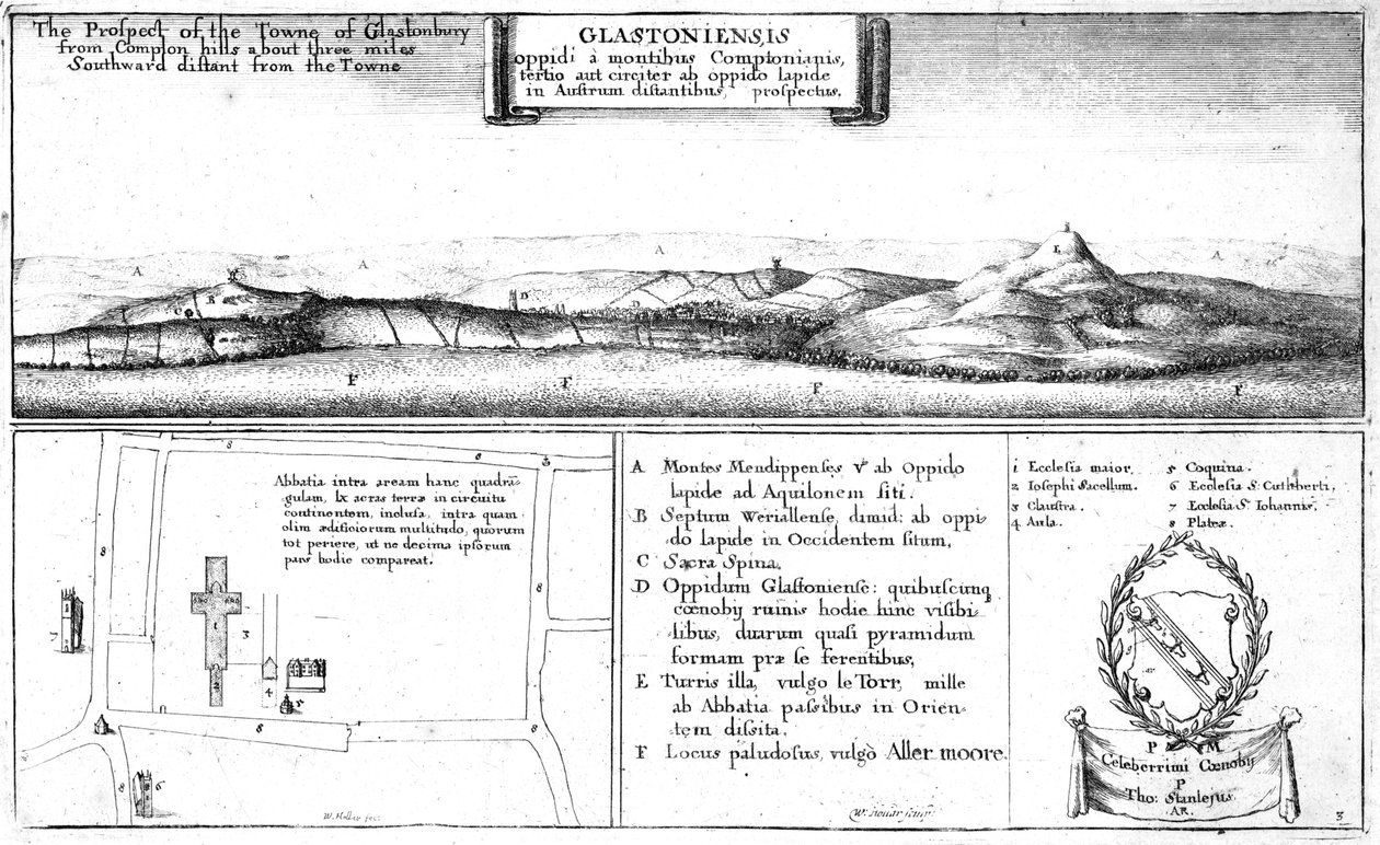 Die Aussicht auf die Stadt Glastonbury, spätes 17. Jahrhundert von Wenceslaus Hollar