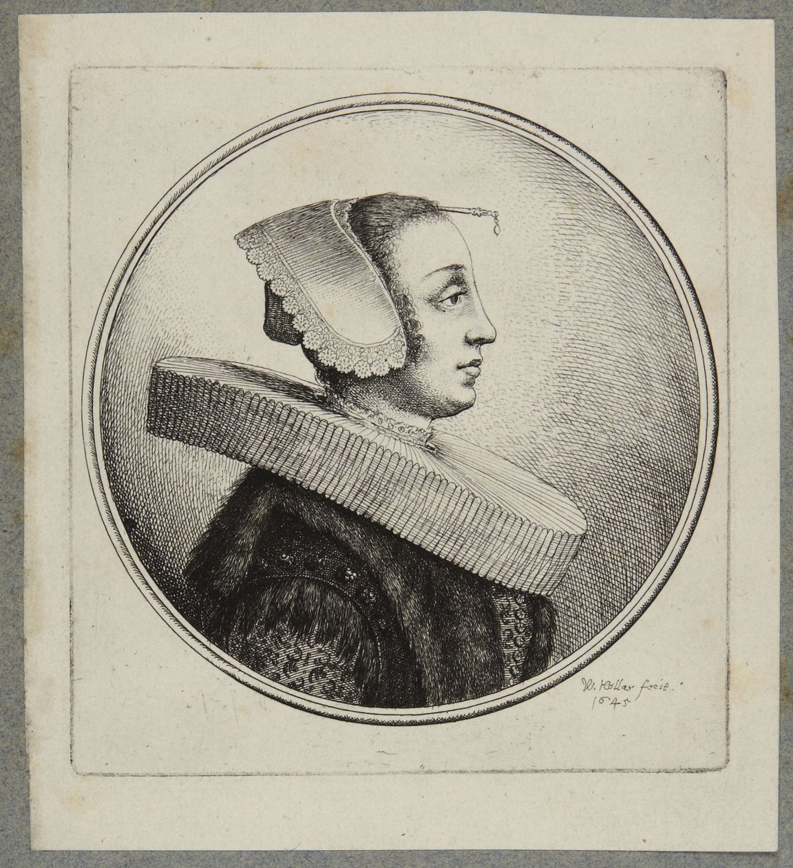 Frau mit Halskrause und Stirnnadel von Wenceslaus Hollar