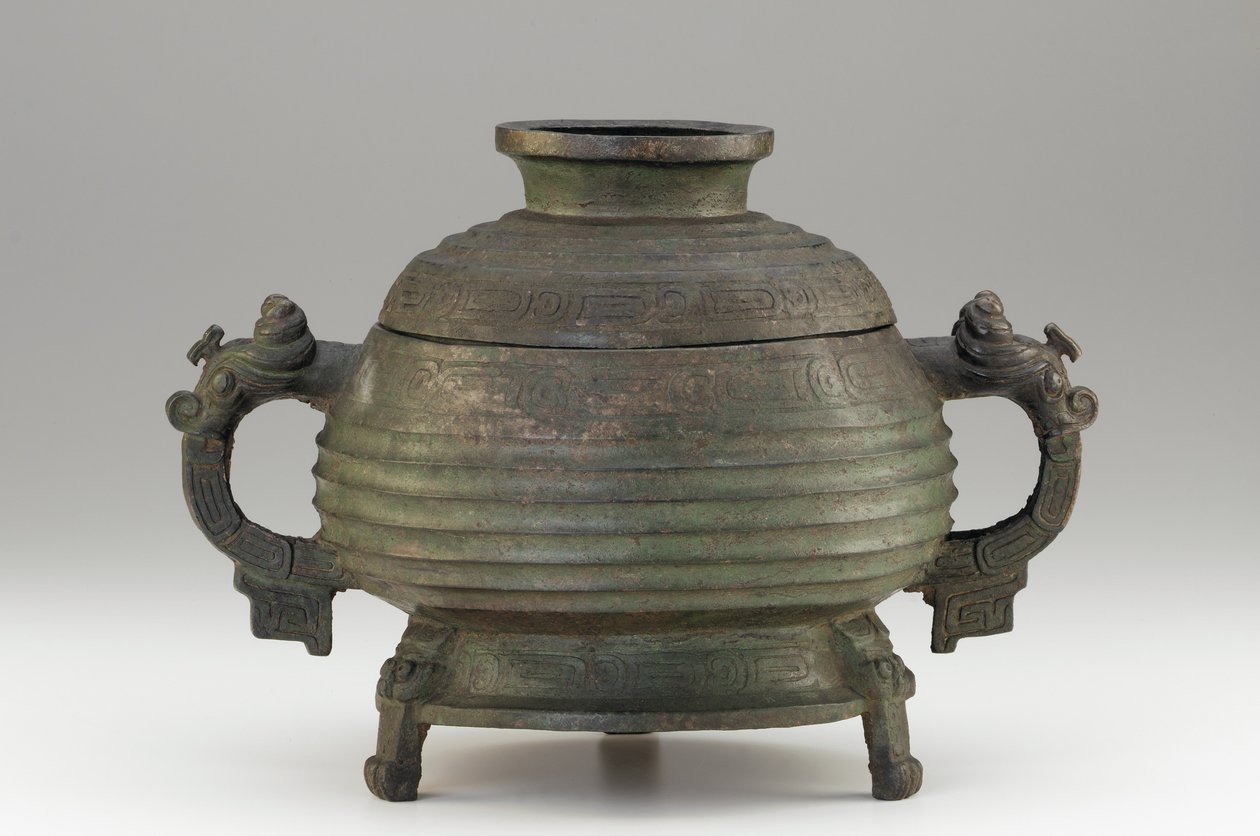 Gefäß (Kuei) und Deckel, 9.-8. Jahrhundert v. Chr. (Bronze) von Western Zhou Dynasty Chinese School