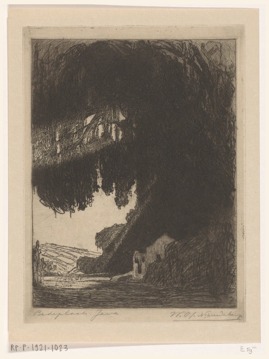 Chinesische Kapelle in der Umgebung von Semarang auf Java von Wijnand Otto Jan Nieuwenkamp (signed by artist)