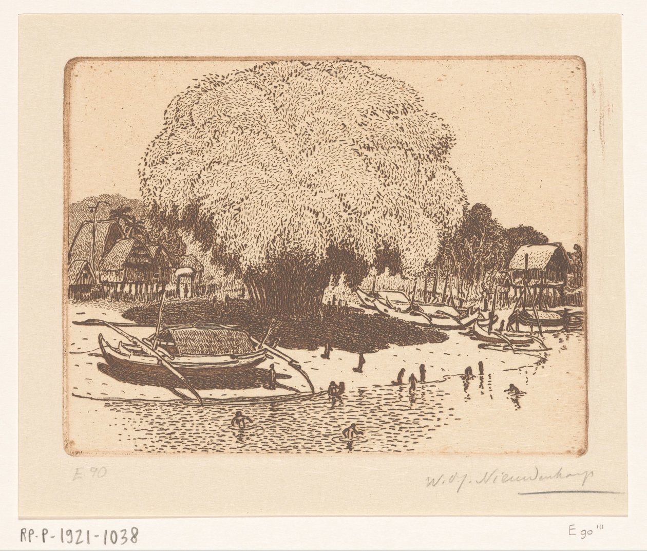 Ansicht von Loloan Barat auf Bali von Wijnand Otto Jan Nieuwenkamp (signed by artist)