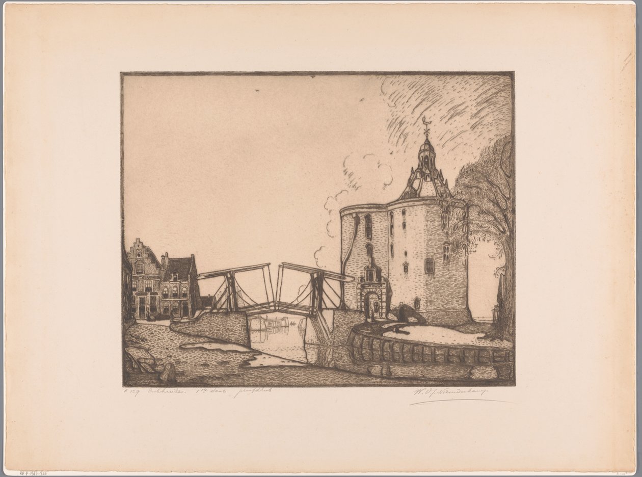 Ansicht der Drommedaris in Enkhuizen von Wijnand Otto Jan Nieuwenkamp (signed by artist)
