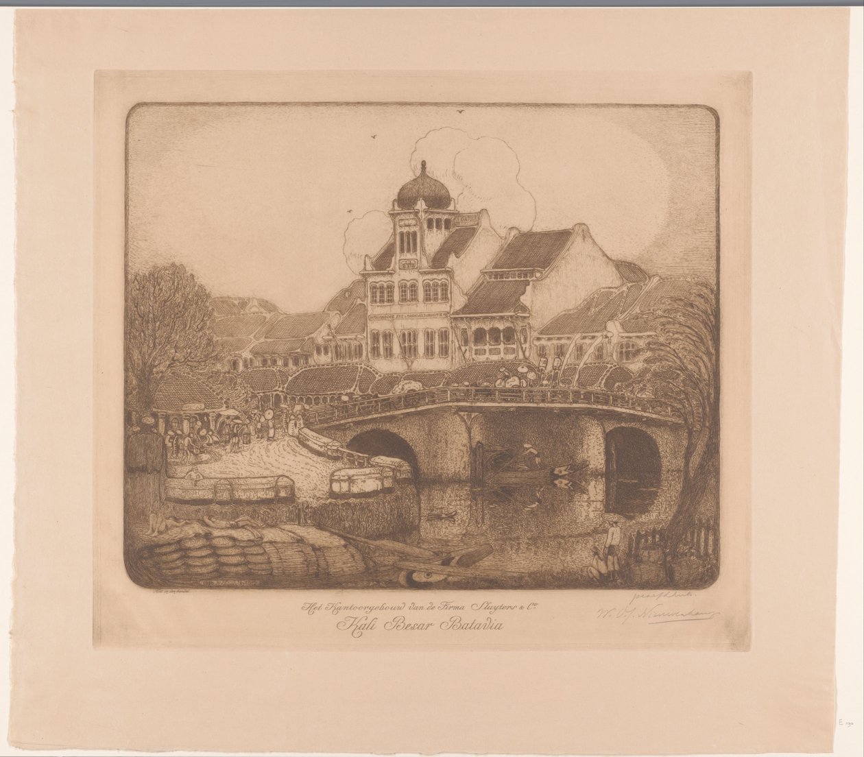 Das Bürogebäude der Firma Sluyters & Co. Kali Besar Batavia von Wijnand Otto Jan Nieuwenkamp (signed by artist)